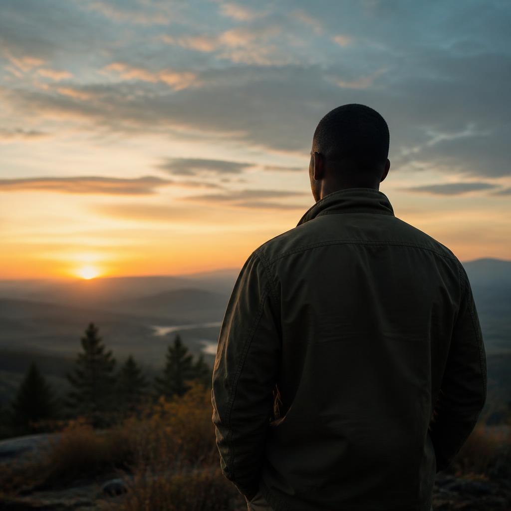 A veteran silhouette at sunrise